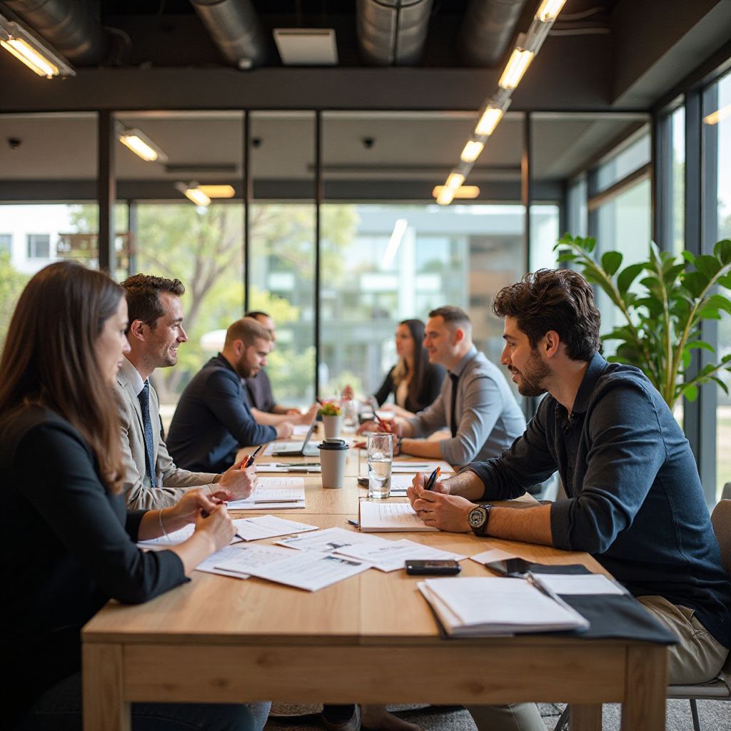 Team collaboration meeting sustainable theme park development planning session