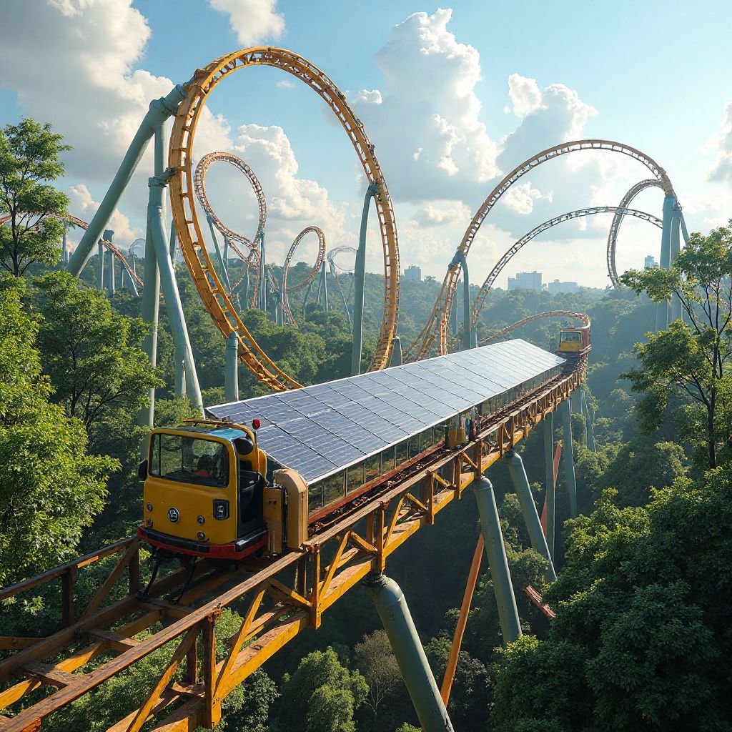 Eco-friendly roller coaster with solar panels